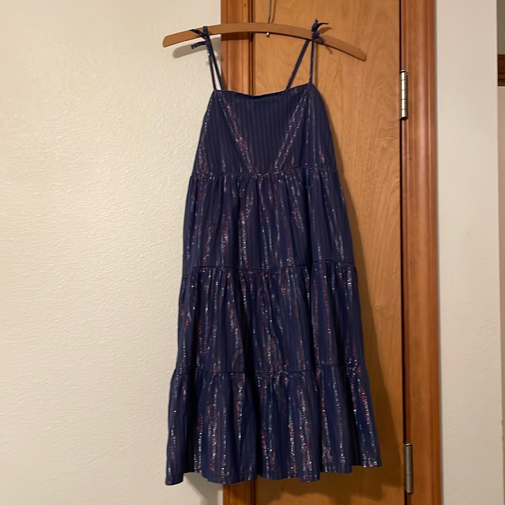 Girls crazy 8 maxi dress. Blue with metallic stripe detail